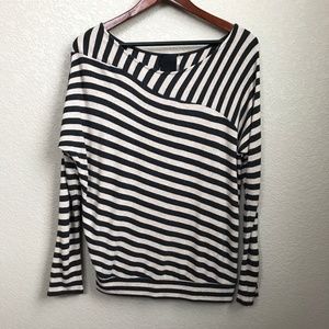 Heather by Bordeaux Tan & Black Striped Knit Top